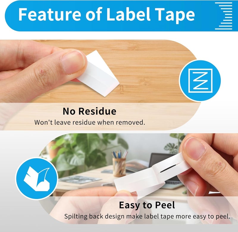 Wonfoucs Compatible with Dymo Label Make Refills 12 mm x 4 m 1/2 x 13 White Paper Label Refill, Compatible with Dymo Letratag Refills for LT-100H LT-110T LT-200B QX50, 5-Pack - Image 3